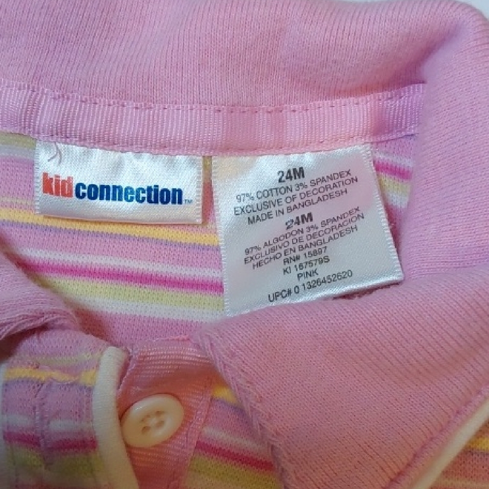 Pink Striped Kids Casual Dress - Picture 2 of 4